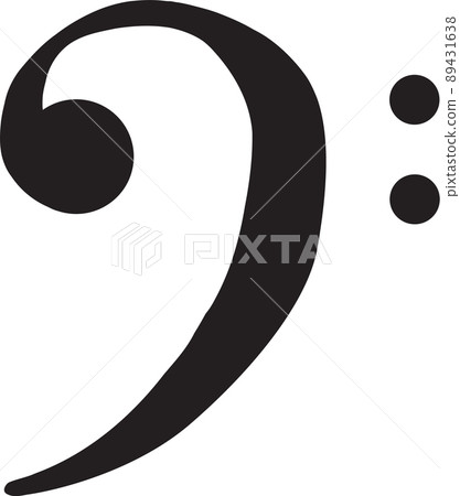 black sign musical bass clef. symbol for sheet music. treble clef sign. flat style. 89431638