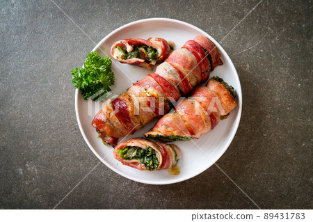baked bacon stuffed spinach and cheese baked bacon stuffed spinach and cheese 89431783