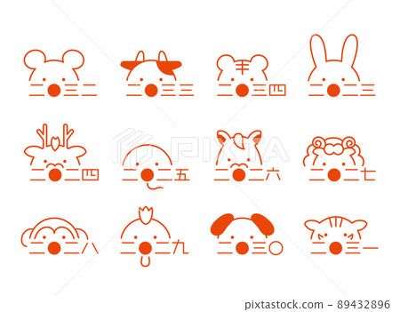 Face illustration of the zodiac and the year 2023 ~ 2034 red 89432896