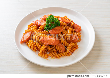 spirali or spiral pasta with tomato sauce spirali or spiral pasta with tomato sauce 89433264