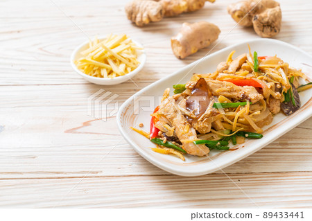 stir-fried chicken with ginger stir-fried chicken with ginger 89433441