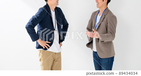 Chatting casual men, businessmen, no face Chatting casual men, businessmen, no face 89434034