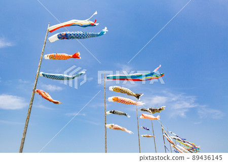 Carp streamer on the riverbed of the Onga River, Nakama City, Fukuoka Prefecture Carp streamer on the riverbed of the Onga River, Nakama City, Fukuoka Prefecture 89436145