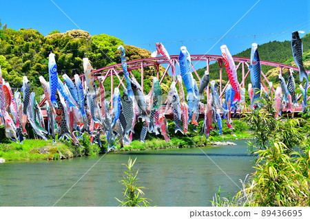 五月鯉魚在香噴噴的佐賀縣川上峽谷游泳 五月鯉魚在香噴噴的佐賀縣川上峽谷游泳 89436695