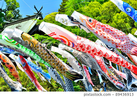 五月鯉魚在香噴噴的佐賀縣川上峽谷游泳 五月鯉魚在香噴噴的佐賀縣川上峽谷游泳 89436913