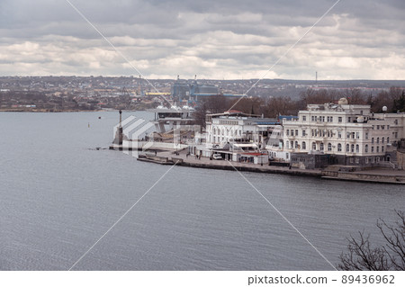 View of embankment of Sevastopol at the Artillery bay in spring. Crimea View of embankment of Sevastopol at the Artillery bay in spring. Crimea 89436962