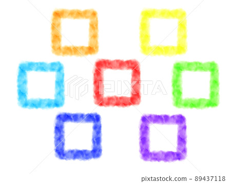 Watercolor style seven-color square frame 89437118