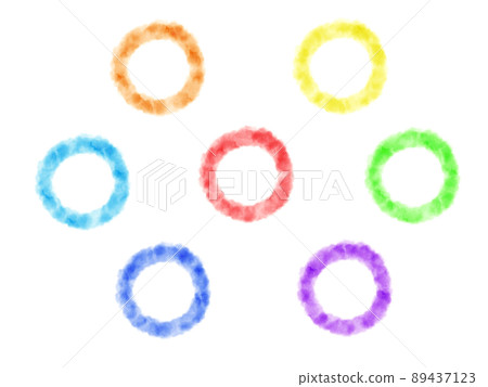 Watercolor style seven-color circular frame Watercolor style seven-color circular frame 89437123