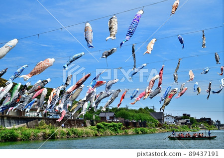 May carp swimming in the fragrant Kawakami Gorge, Saga Prefecture May carp swimming in the fragrant Kawakami Gorge, Saga Prefecture 89437191