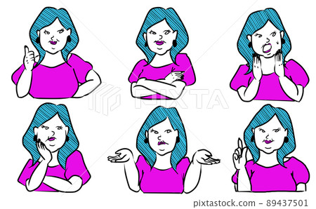 Facial expressions and poses of plus size women Facial expressions and poses of plus size women 89437501