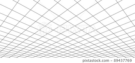 3D digital white and black two points perspective grid wireframe 3D digital white and black two points perspective grid wireframe 89437769