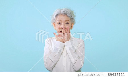 Surprised senior woman Surprised senior woman 89438111