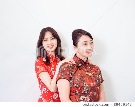 Cheongsam-style female cheongsam, Anma, Cheongsam, Cheongsam (white background, traditional flag by Tobuki) 89439142