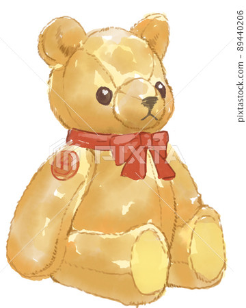 可愛的泰迪熊水彩插圖 89440206