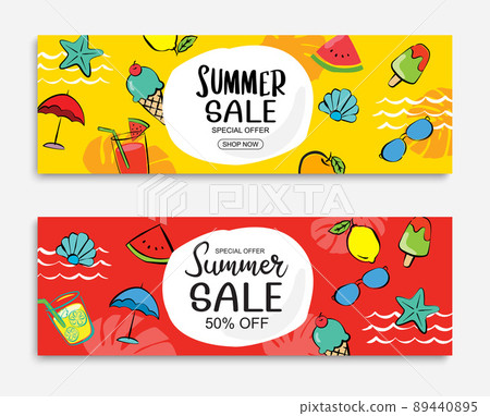 Summer Sale Banner, Poster Template. Summer Theme Stock Vector