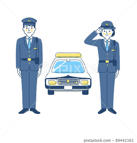 警察男女和警車 89442161