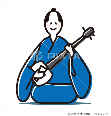 演奏三味線的武士 89442235