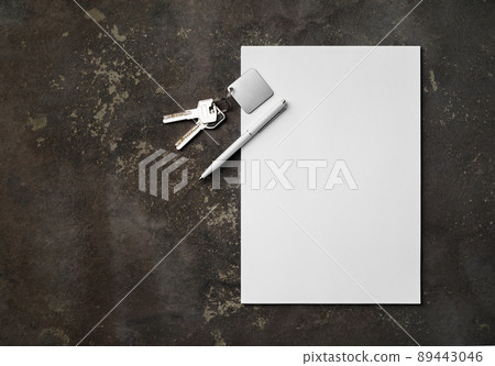 Blank letterhead, pen, key Blank letterhead, pen, key 89443046