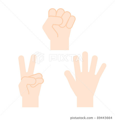 Simple and cute hand illustration: rock-paper-scissors 89443664