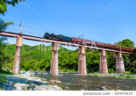 Chichibu Railway, Nagatoro Town, Saitama Prefecture-SL Paleo Express crossing the Arakawa Bridge- 89443914