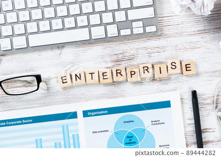 Enterprise concept with letters on cubes Enterprise concept with letters on cubes 89444282