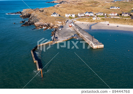 Aerial view of Portnablagh Pier, County Donegal, Ireland 89444768