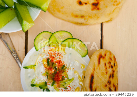 Arab middle east goat yogurt and cucumber salad Arab middle east goat yogurt and cucumber salad 89445229
