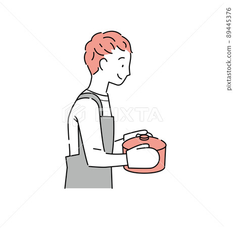 Illustration of a young man carrying a pot Illustration of a young man carrying a pot 89445376
