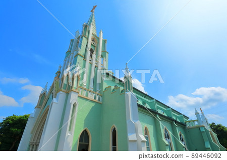 [Nagasaki Prefecture] Hirado Xavier Memorial Church under fine weather 89446092