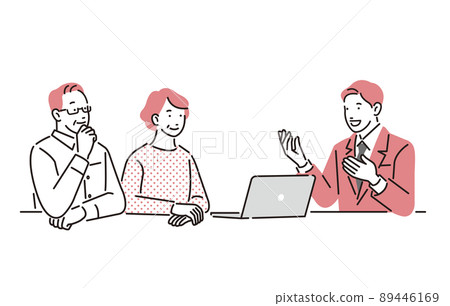 Person Senior couple and business person having business talks 89446169