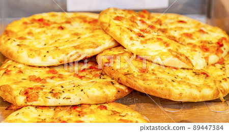 Fresh appetizing tasty flatbreads 89447384
