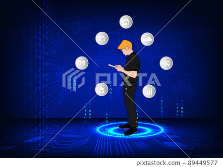 graphics drawing business man hold smartphone use connection communication for cloud computing graphics drawing business man hold smartphone use connection communication for cloud computing 89449577
