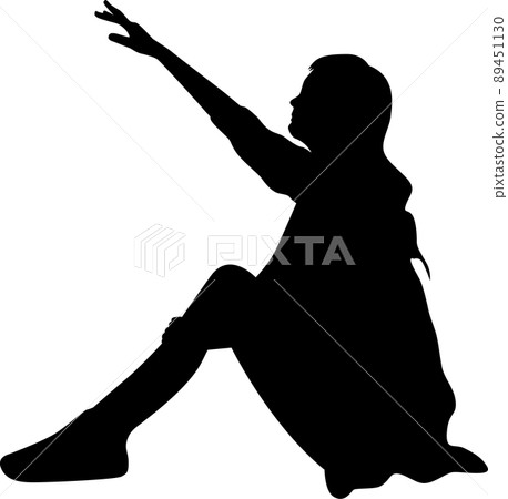 Female silhouette sitting and holding hands Female silhouette sitting and holding hands 89451130