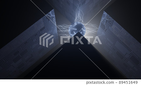 CG Lightning: A sphere that discharges and a cube with a pattern 89451649