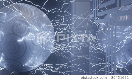 CG 閃電：一個會放電的球體和一個帶有圖案的立方體 89451651