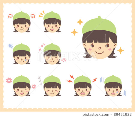 女性情緒的情緒面部圖標集 79 89451922