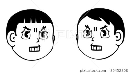 憤怒的面部表情和麵對對方的面部圖標 憤怒的面部表情和麵對對方的面部圖標 89452808