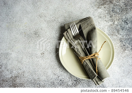 Table setting on concrete background 89454546