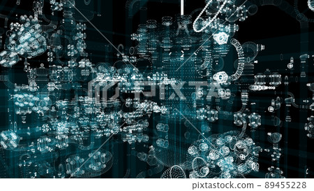 Particle hologram industrial equipment, valves, pipes and sensors 89455228