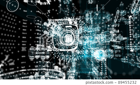 Particle hologram industrial equipment, valves, pipes and sensors Particle hologram industrial equipment, valves, pipes and sensors 89455232