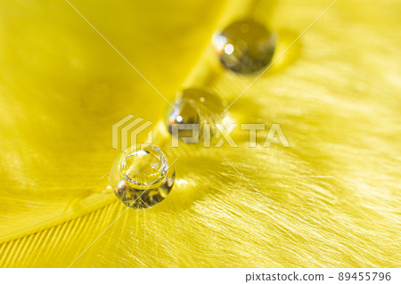 Beautiful drops of water on a yelliw fluffy background. Beautiful drops of water on a yelliw fluffy background. 89455796