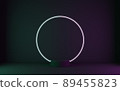 Podium with neon light 3D rendering 89455823