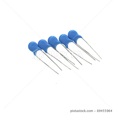 Ceramic capacitors isolated on white background Ceramic capacitors isolated on white background 89455964