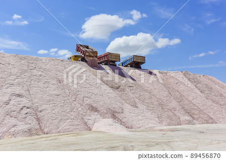 Salt lagoon.Dunaliella salina coloration.La Pampa Salt lagoon.Dunaliella salina coloration.La Pampa 89456870