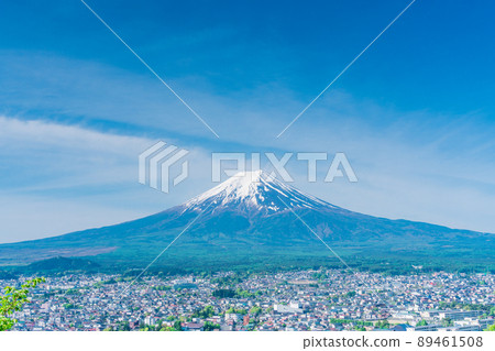 （山梨縣）從綠意盎然的新倉山淺間公園眺望富士山 89461508