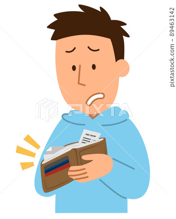 Men with a wallet full of receipts 1 89463142