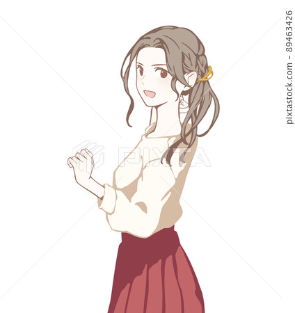 確認外表的女性（自信的微笑/好！/好感覺） 89463426