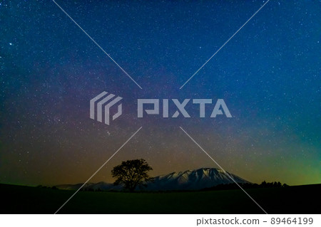 Starscape of Koiwai Farm in Iwate Prefecture-Mt. Iwate and Ippon Sakura- Starscape of Koiwai Farm in Iwate Prefecture-Mt. Iwate and Ippon Sakura- 89464199
