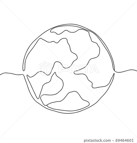 Continuous thin one line earth. Globe world... - Stock Illustration ...