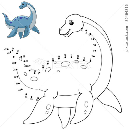 Dot to Dot Plesiosaurus Dinosaur Isolated  89464816